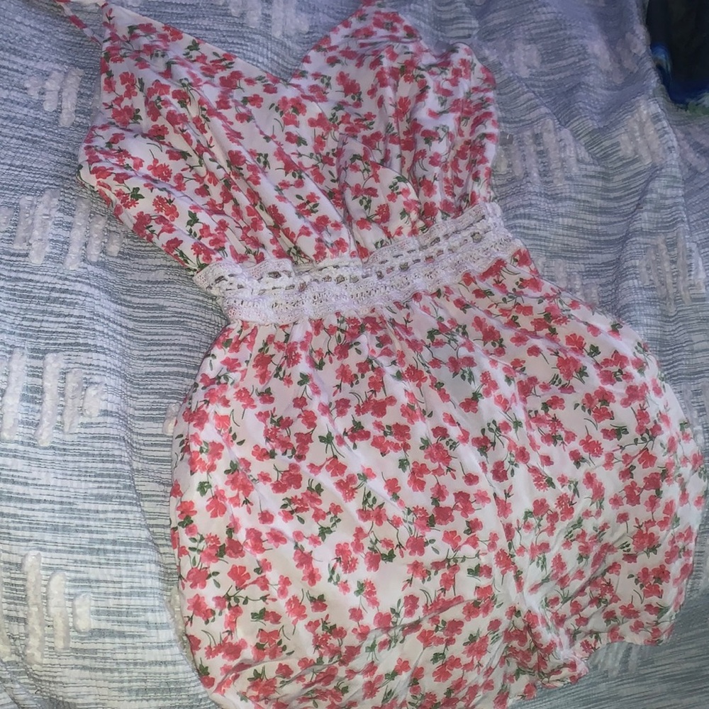 pink and white flower Romper